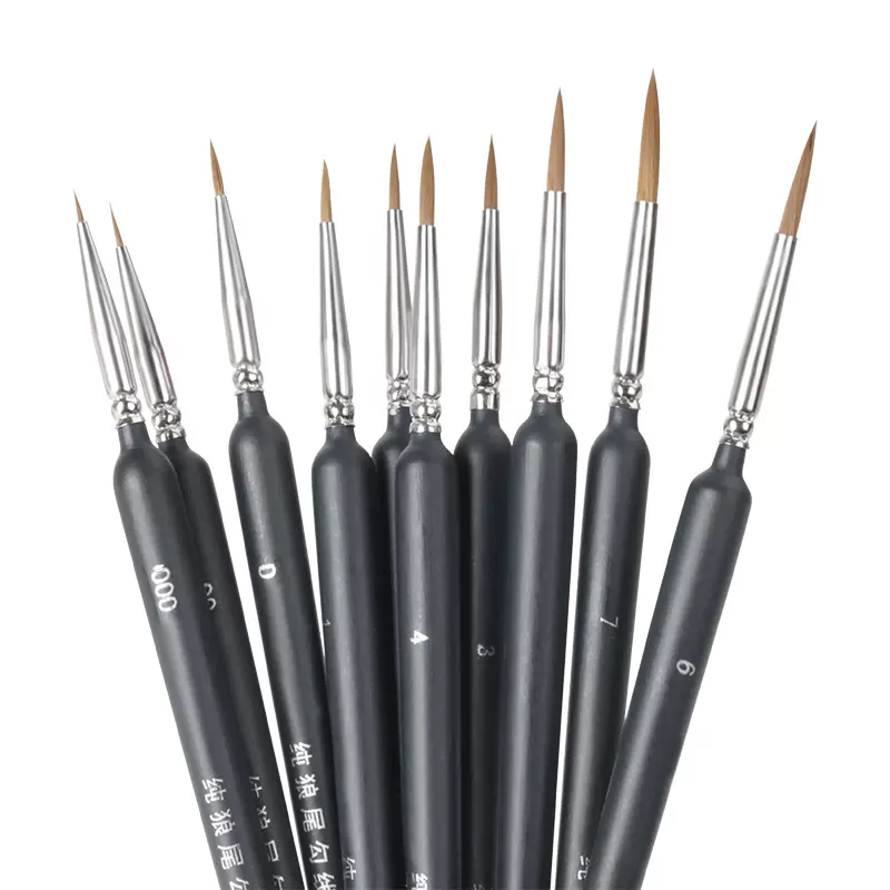 狼毫勾线笔10支装美术描边画笔水粉水彩数字油画勾线画笔批发