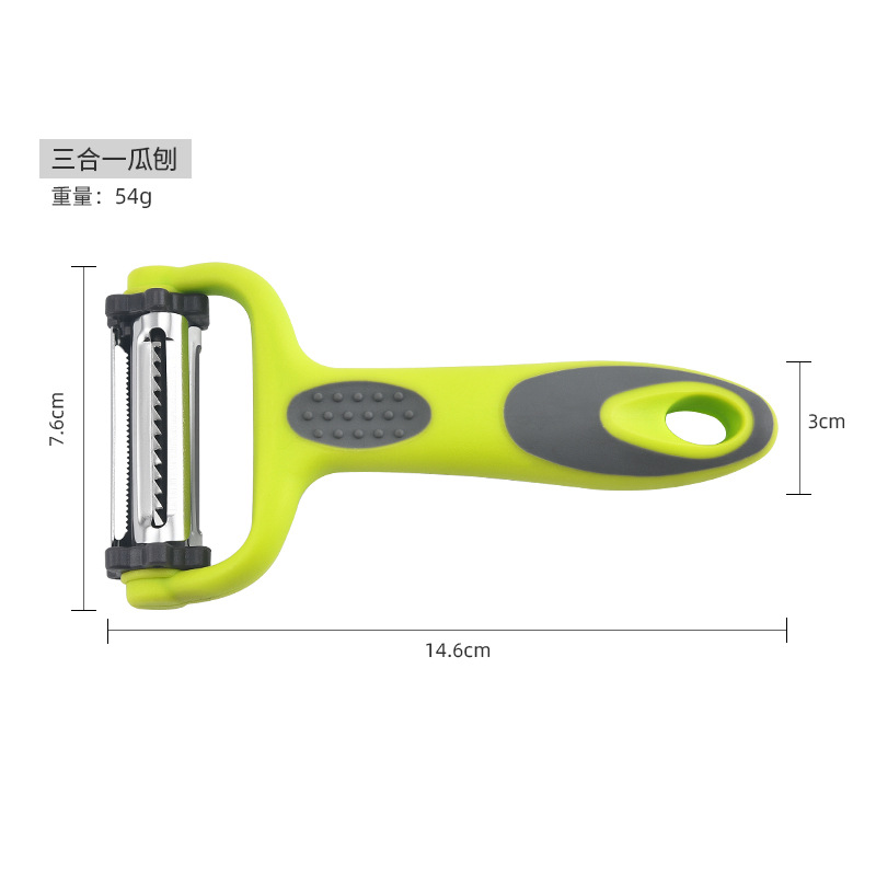 Fábrica al por mayor tres en uno melón cepilladora multifunción Rotary Peeler cocina gadget pelador de frutas