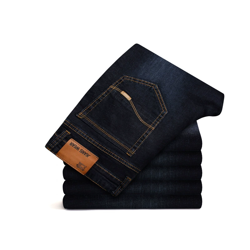 Мужские эластичные брюки, джинсы для отдыха, Slim fit, свободный прямой крой