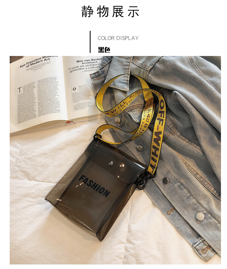 Bolso transparente para niños, nueva versión coreana en verano, letras yangqi, hombres y mujeres, gel de plástico para niños, moda de teléfonos móviles