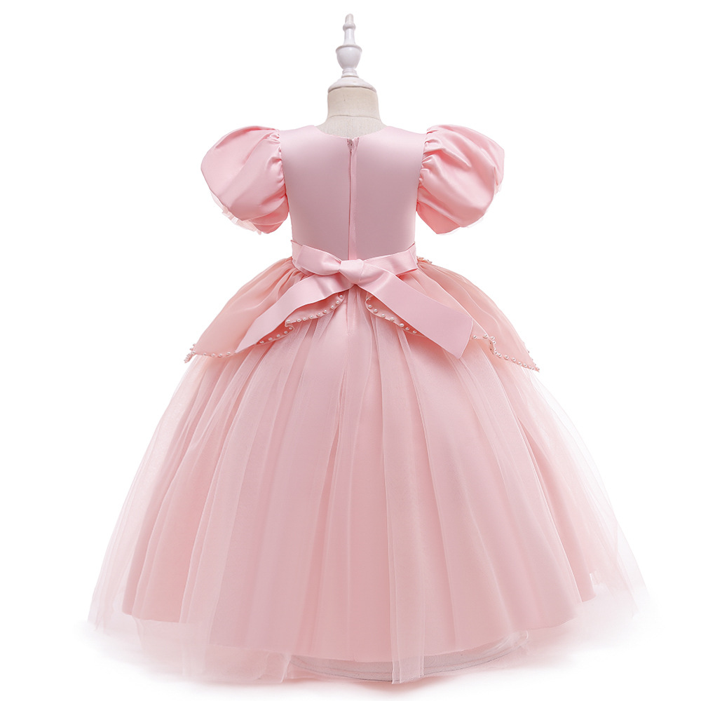 thumbnail image 3 of Vestido de princesa para niña con mangas abullonadas, vestido de novia para niña de las flores, vestido de niña, 3 of 5