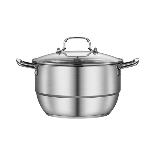 Kitchen stainless steel pot steamer King Kong soup pot cooking pot dual-purpose stainless steel pot with steaming sheet steaming grid double-ear pot