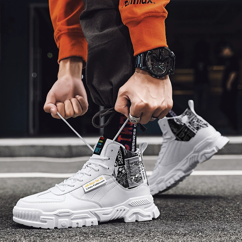 Весенняя Мужская обувь 2023 Новый корейский стиль Модная повседневная обувь с высоким берцем Спортивные кроссовки Модные туфли Torre на толстой подошве