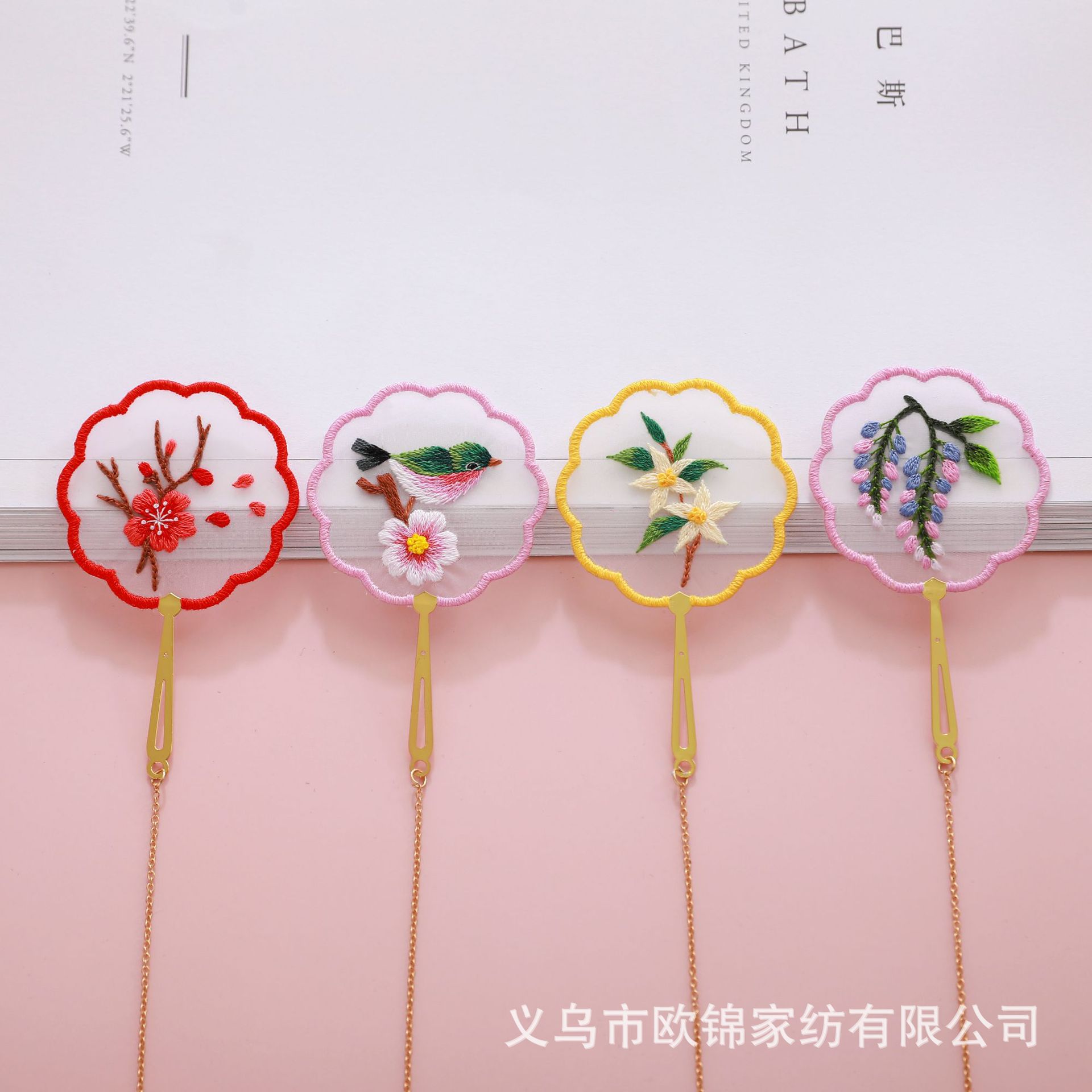 Corazón marcador bordado kit suzhou bordado hecho a mano material de bricolaje paquete antiguo ventilador creativo marcador regalo auto-bordado