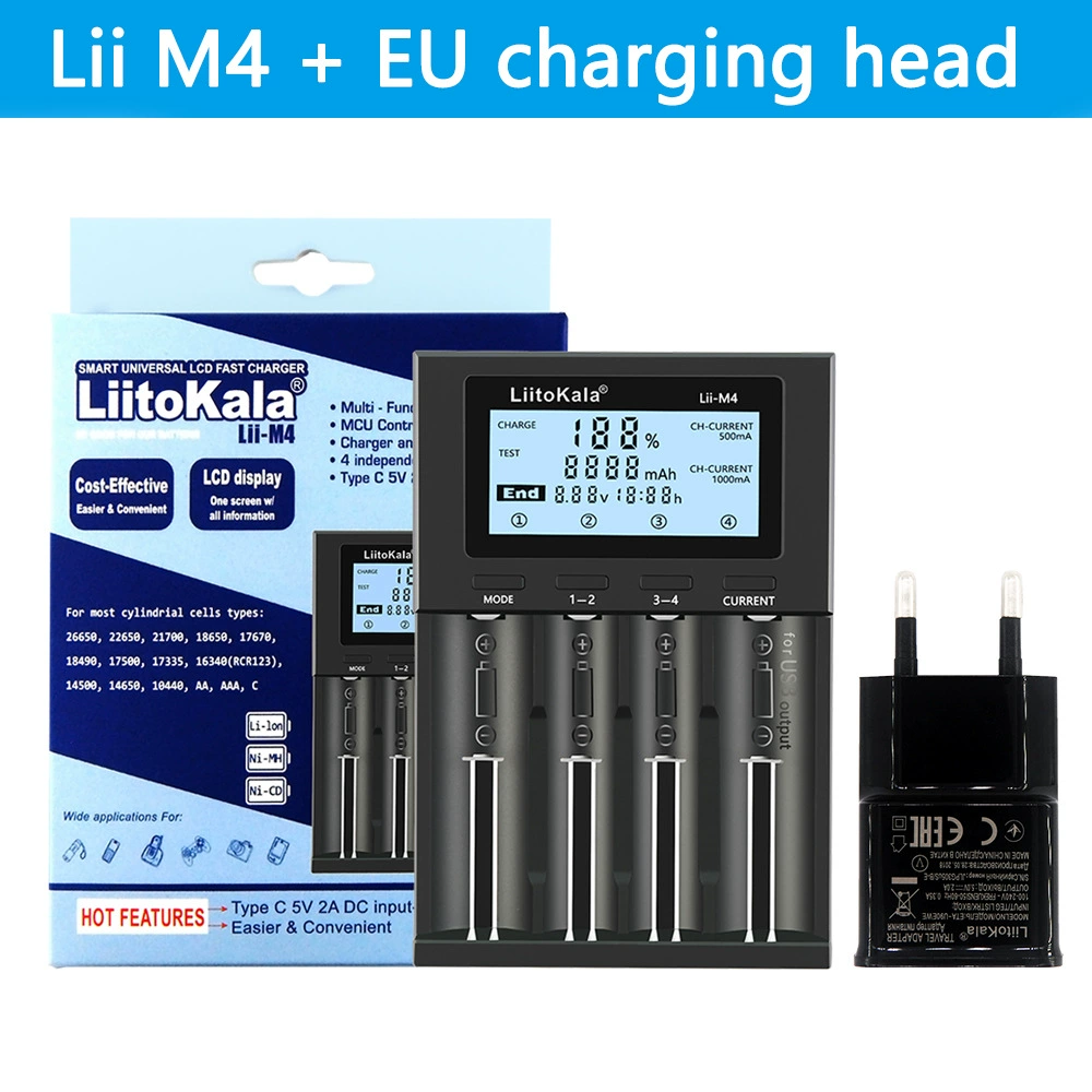 [Оптовая LiitoKala Lii-M4 18650 26660 зарядное устройство с разделением емкости/ЖК-дисплей]