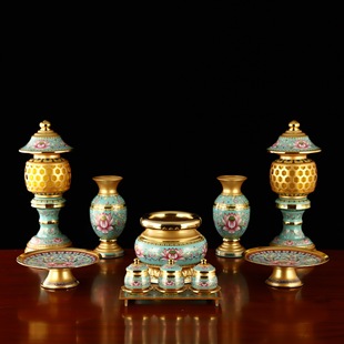 Factory direct supply alloy Tang grain color supply set wholesale home incense burner ornaments fruit plate vase lotus lamp