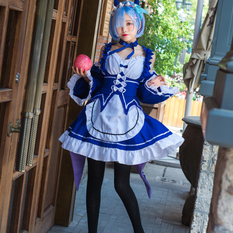 Demon Rem Ram Cosplay Halloween Performance Costume Lolita Role Play