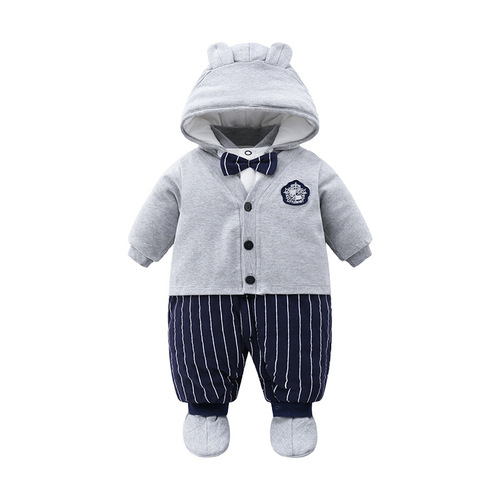 Winter clothes for newborns, padded puffy coats for babies, one-piece outfits for infants, autumn and winter thick padded warm sets, outdoor baby carrier suits