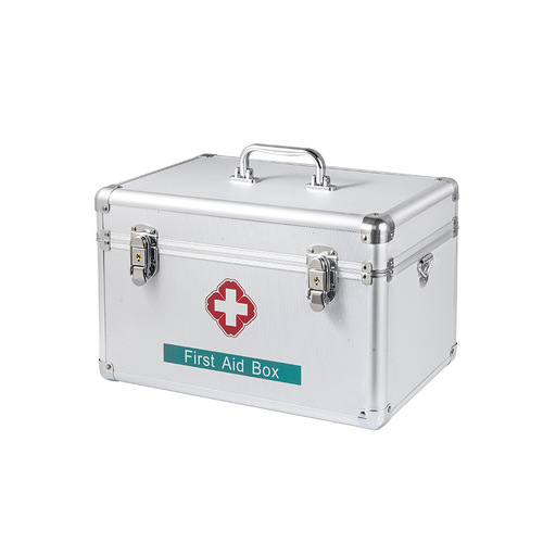 Jinlongxing Medicine Box Aluminum Alloy Medical Box Household Double-layer Portable Medicine Storage Box Metal First Aid Medicine Box