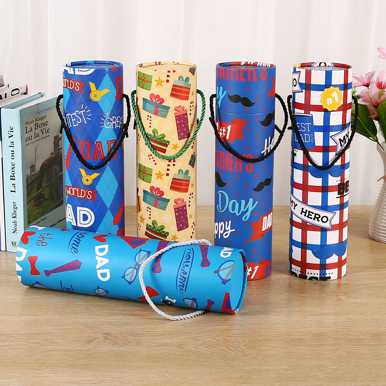 定制葡萄酒筒牛皮纸筒手提圆形礼品盒包装圆筒化妆品香水纸罐画桶