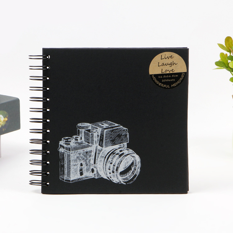 크래프트 지/검은 판지 스크린 인쇄 카메라 DIY 사진 앨범 성격 특별 종이 표지 사진 앨범 스크랩북 졸업 앨범