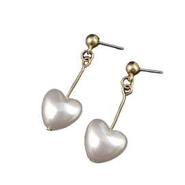 随变    复古少女心原宿磨砂珍珠桃心形爱心耳环日系软妹耳钉耳坠