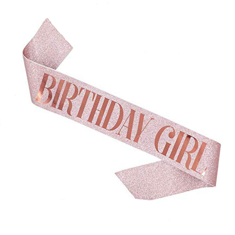 Etiqueta con birhday Girl Rose Gold