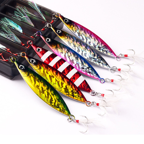 Cross-border foreign trade slow-shaking big iron plate road sub-bait falling on the deep sea fishing boat to catch tuna and tobacco bream 20~200 grams