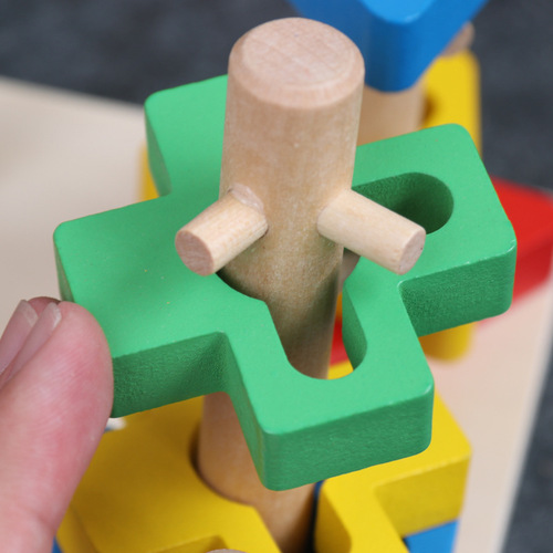 Mechanism set column Montessori children's early education toys geometric shape set column wooden building blocks matching educational toys wholesale