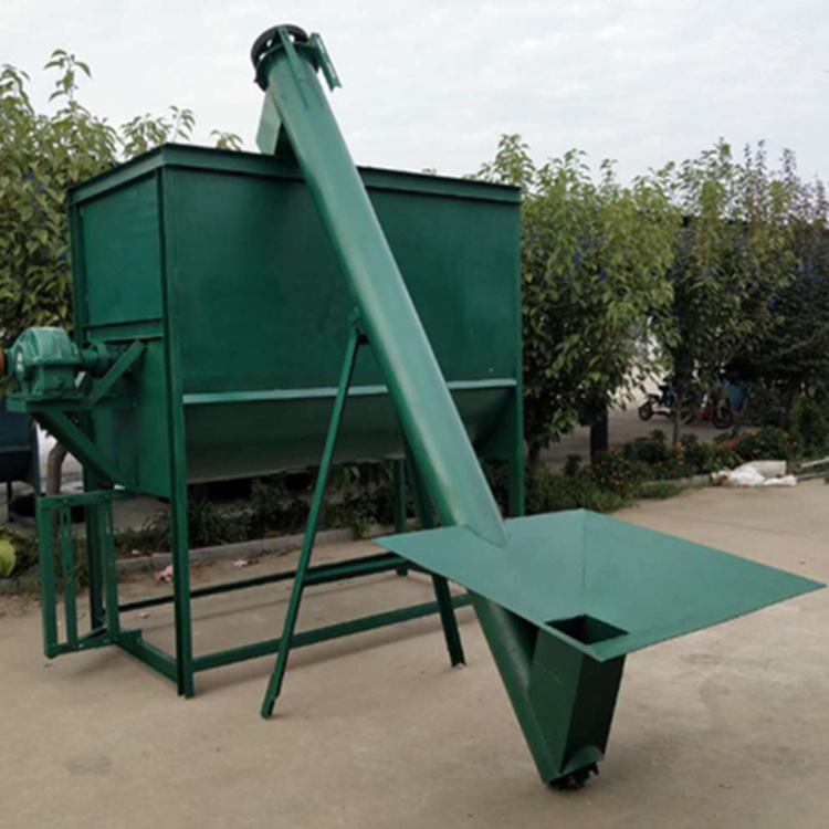 花生秧粉碎饲料混合机 提升机进料搅拌机 广东双轴搅拌机