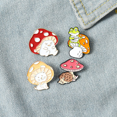 Creative cartoon new cute mushroom animal baked paint brooch ornament little cat frog hedgehog brooch badge