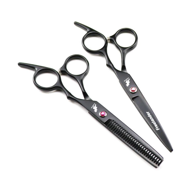 6,0 дюймов черная краска машинки для стрижки волос Парикмахерские ножницы плоские ножницы челка тонкие ножницы 3H