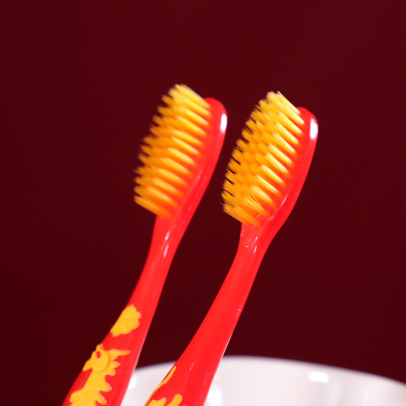 Suministros de la boda rojo festivo cepillo dientes pelo suave par boda artículos adultos pareja hogar al por mayor