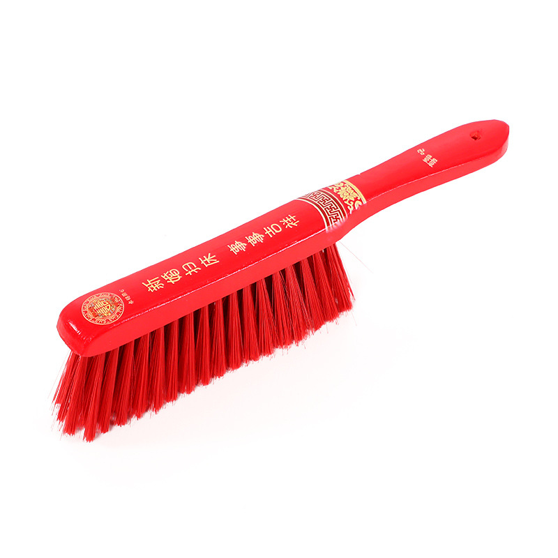 Artículos para bodas, escoba roja para barrer la cama, herramientas para la habitación nupcial, eliminación de polvo, celebración de bodas, ropa de cama para el dote de la novia