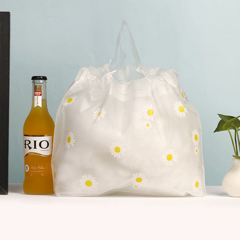 现货直供磨砂束口袋塑料袋 外卖打包袋透明束口包装厂家现货批发