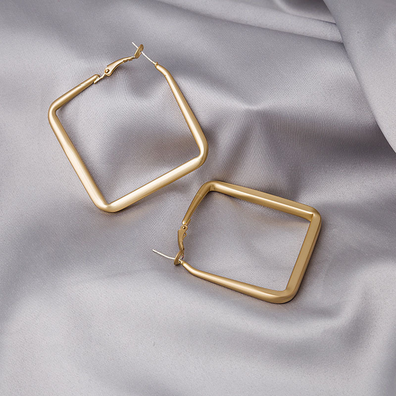 Exaggerated Geometric Square Earrings 925 Silver Needle Jewelry_voghion.com
