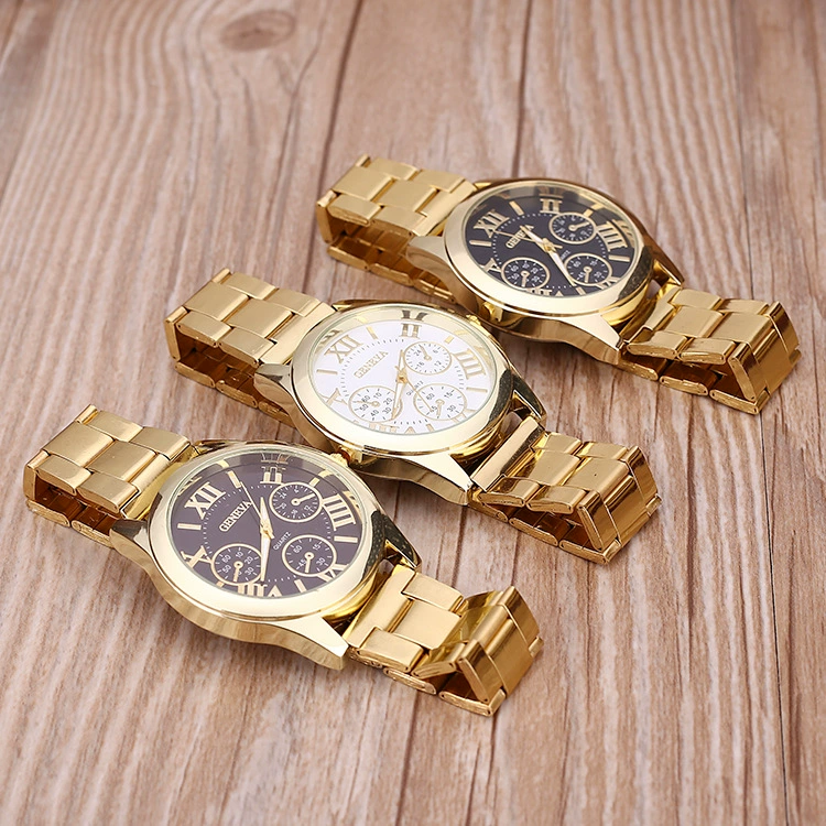Men’s watch (GENEVA), steel strap, quartz, Roman dial, 4.0 cm