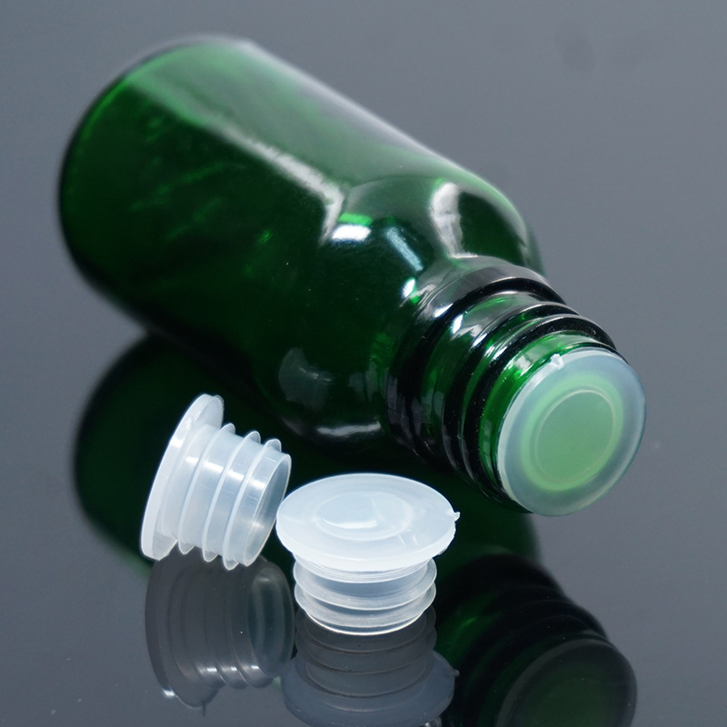 现货供应玻璃瓶胶塞 精油瓶专用内塞 18牙口三线无孔平塞