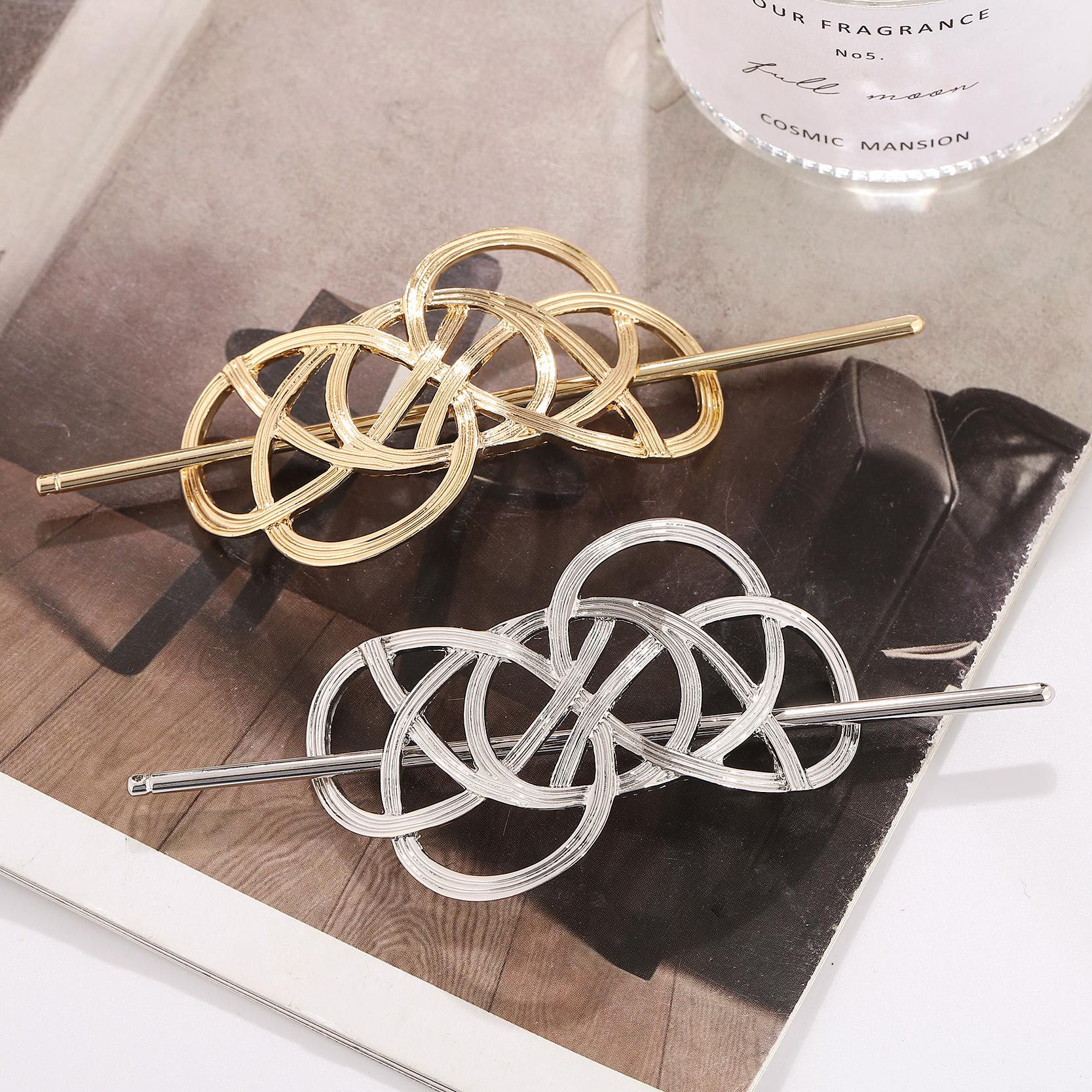 Estilo coreano moda nueva transfronteriza exagerada líneas de suministro tocado intercalado cóncavo hueco retro horquilla Comercio exterior joyería