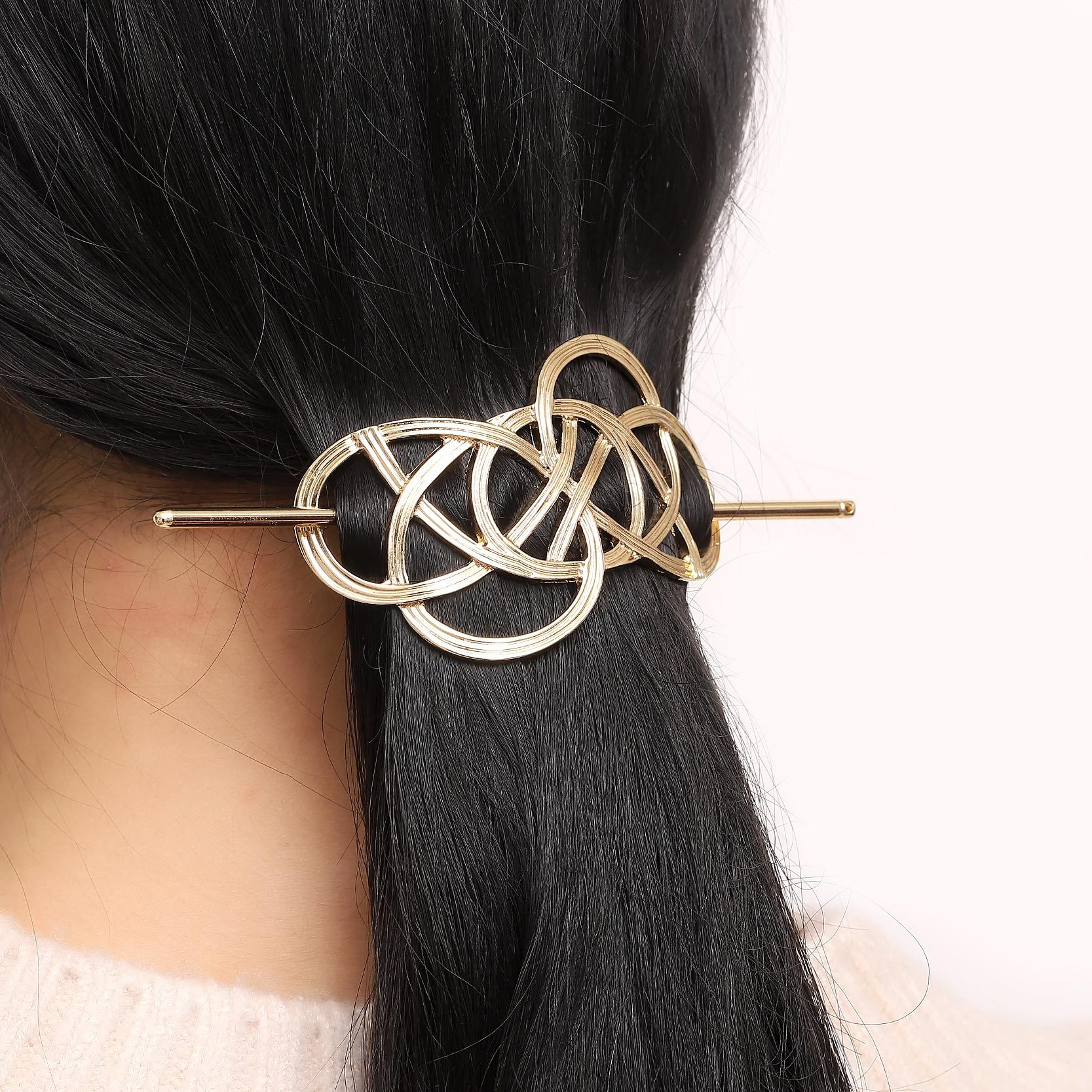 Estilo coreano moda nueva transfronteriza exagerada líneas de suministro tocado intercalado cóncavo hueco retro horquilla Comercio exterior joyería