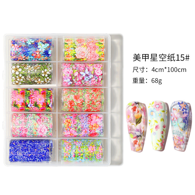 Internet celebridad nuevo 4*100cm cielo estrellado transferencia de papel Navidad mármol estrellado cielo pegatinas Mickey láser uñas pegatinas