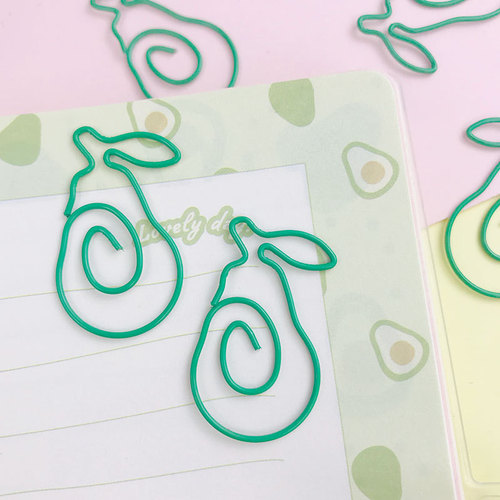 Ins style cute avocado paper clip creative student office bookmark holder shape paper clip metal paper clip