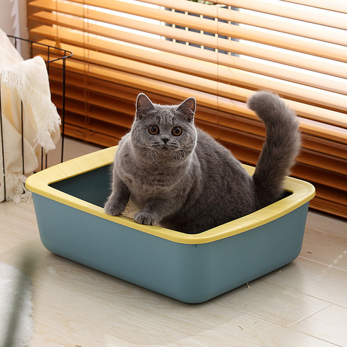 Fashionable anti-splash cat litter box semi-enclosed cat toilet thickened cat litter box pet utensils cat litter scoop cat poop box