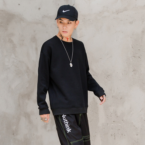 Drop shoulder round neck loose sweatshirt for men and women cross-border European size advertising shirt pullover long sleeve manufacturer wholesale