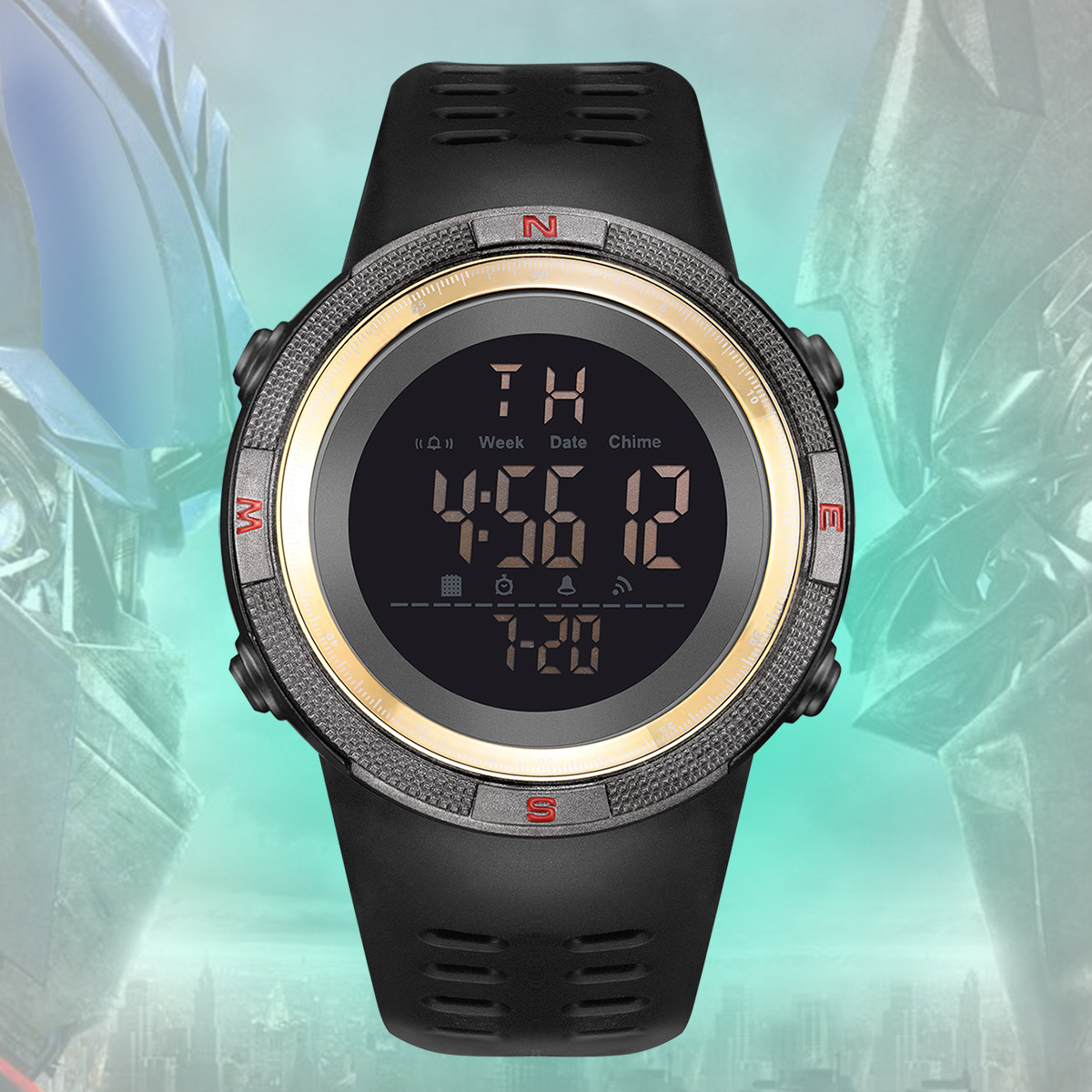Reloj cronógrafo electrónico para hombre para deportes al aire libre, reloj popular para estudiantes, reloj deportivo luminoso, reloj electrónico multifuncional para estudiantes.