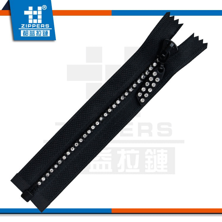 广东拉链厂家  服装拉链 手袋拉链 5#单排钻石拉链【开尾 】