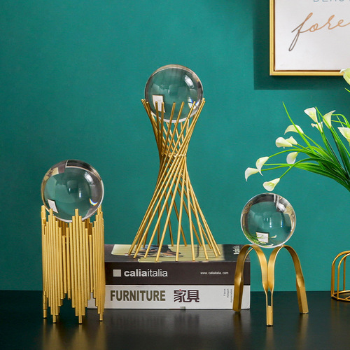 Wholesale European light luxury style metal crystal ball ornaments creative home living room office desktop decoration crafts