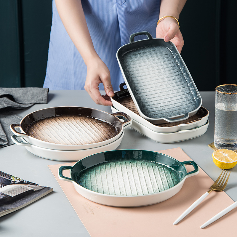 INS nórdico creativo placa de cerámica Home Hotel personalizado binaural fruta Placa de postre pastel placa japonesa