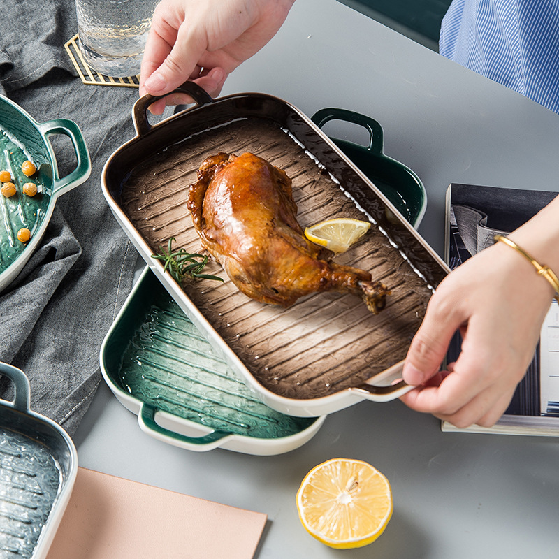 INS nórdico creativo placa de cerámica Home Hotel personalizado binaural fruta Placa de postre pastel placa japonesa