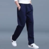 Blue trousers, loose straight fit