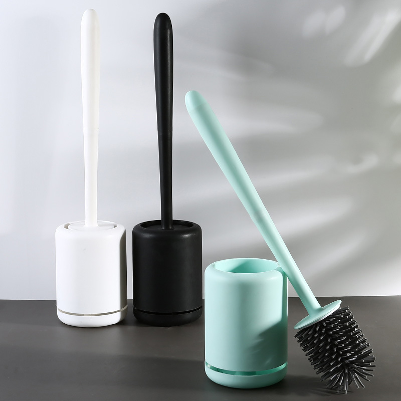 Toilet Brush Bathroom Soft-Bristled Toilet Brush Without Water Accumulation Wall-Mounted Nordic Silicone Cleaning Brush Set