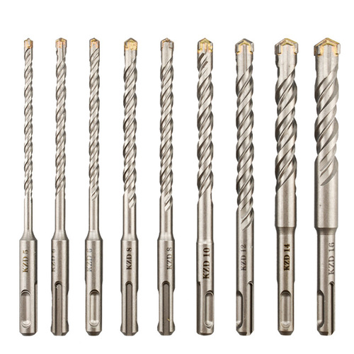 Cross Electric Hammer Drill Bit Round Shank Carbide Impact Drill Bit Set 9pc Concrete Drilling Wall Opening