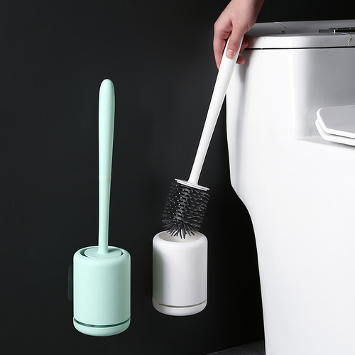 Cleaning brush bathroom soft-bristled toilet brush without water accumulation wall-mounted Nordic silicone toilet brush set