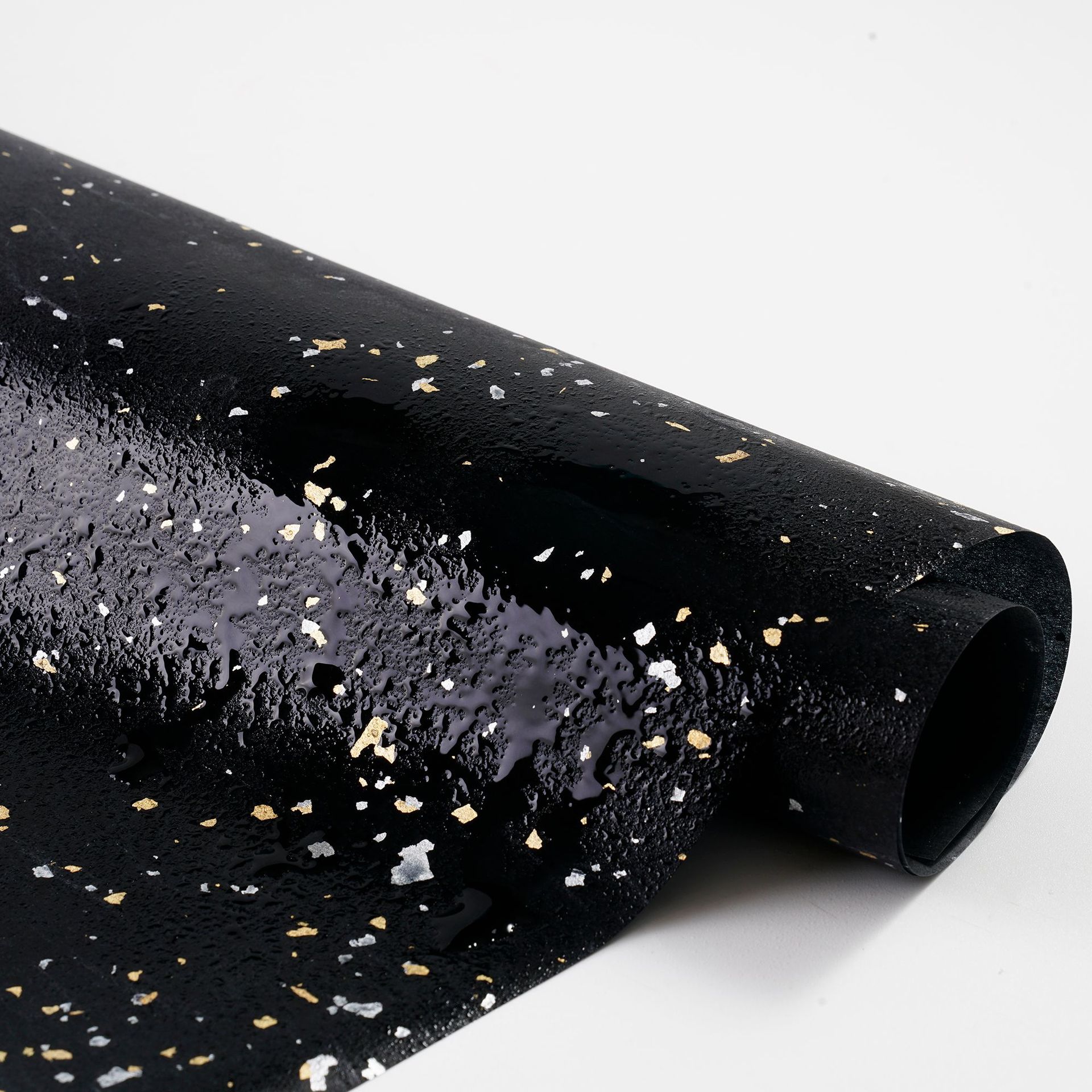 Papel de embalaje de ramo impermeable fantasía oro y plata puntos flor papel de embalaje ramo material de embalaje papel de regalo de Año Nuevo