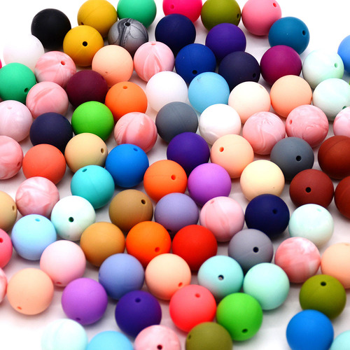 12MM Silicone Round Beads Food-Grade Infant Teether Necklace Accessory DIY Silicone Beads