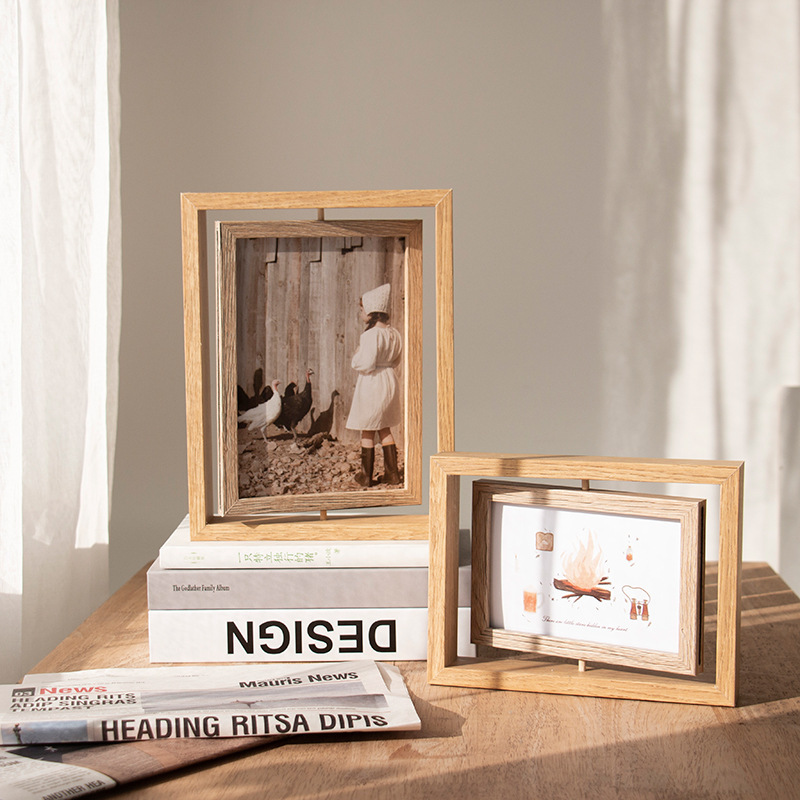 Photo Frame decoration Nordic living room creative double-sided rotating plastic photo album photo frame carved logo simple 6-inch photo frame Photo Frame decoration Nordic living room creative double-sided rotating plastic photo album photo frame carved logo simple 6-inch photo frame