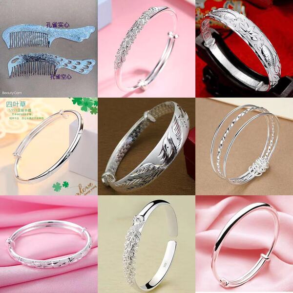 Lightweight silver bracelet for St. Valentine's Day