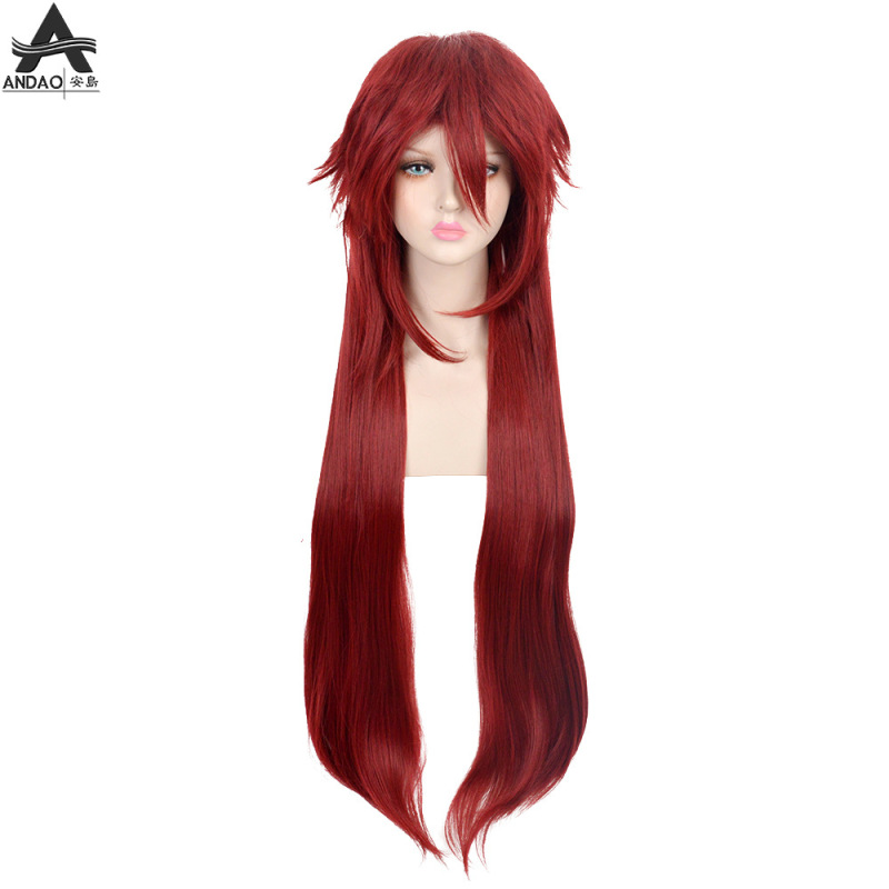 cosplay anime long wig Kuroshitsuji Greer satcliffe red wig COS type