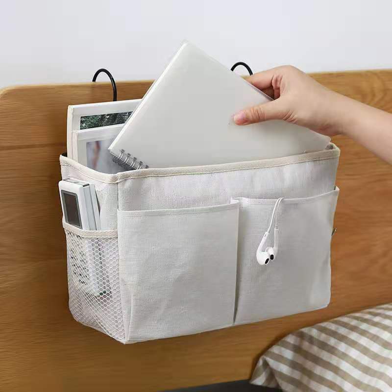 Nuevo dormitorio estudiante de almacenamiento de noche bolsa colgante canasta de almacenamiento impermeable de lona tela de lino de algodón Estilo nórdico dormitorio bolsa de almacenamiento