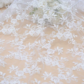 无弹整幅车骨蕾丝diy服装面料精美婚纱面料
